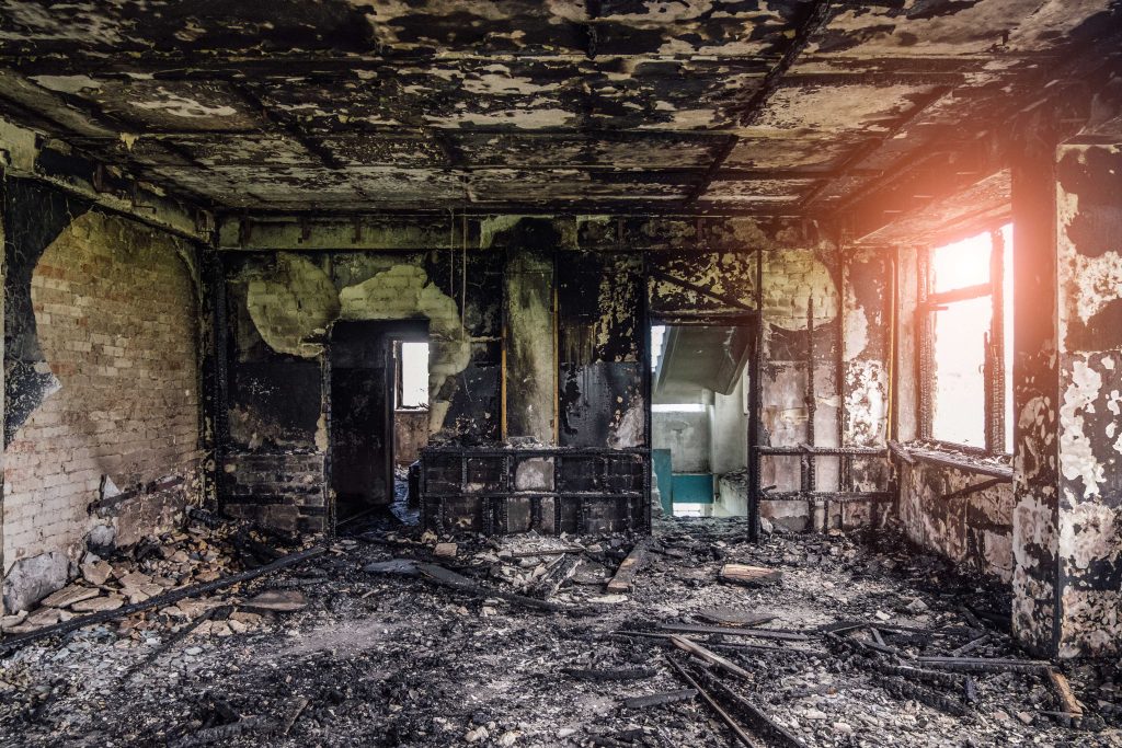 A room is completely destroyed by a fire in a Meridian home.